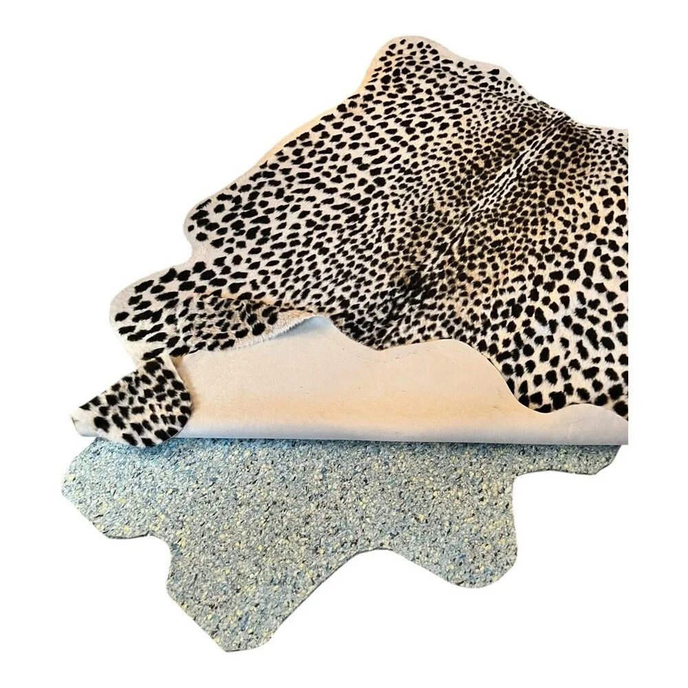 Erin Gates Momeni Acadia ACA02 Leopard Print Area Rug 5x8 with Custom Pad